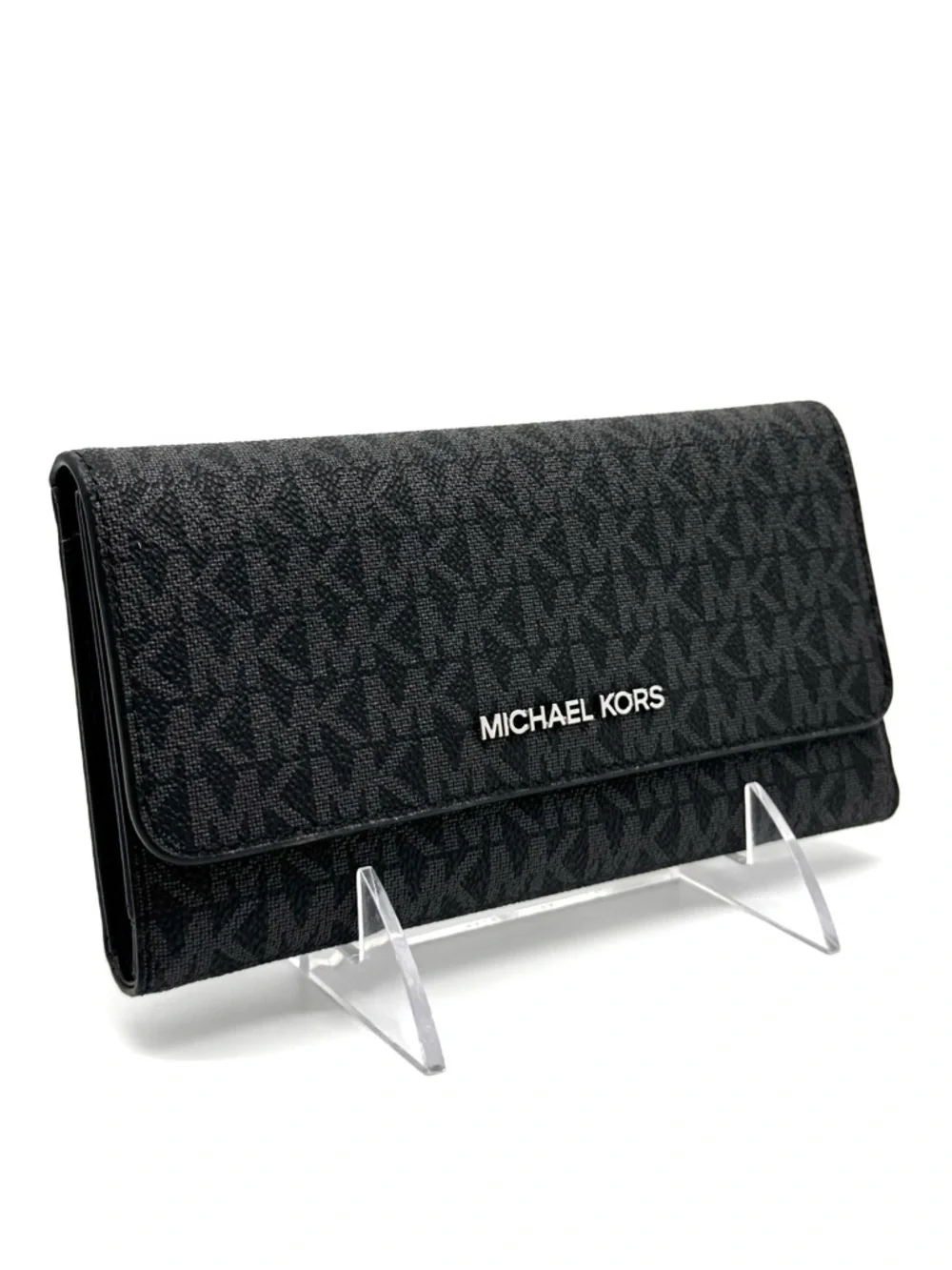 Michael Kors Large Trifold Wallet Black Signature